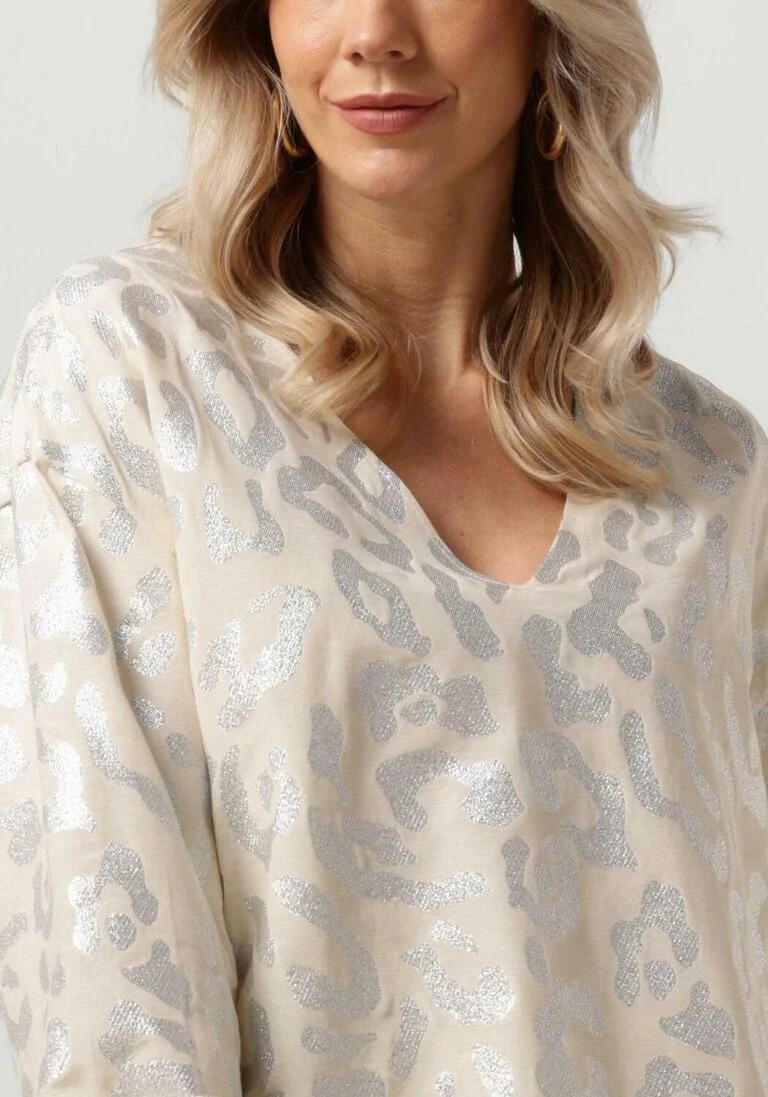 ALIX THE LABEL beige alix the label blouse ladies woven lurex animal blouse