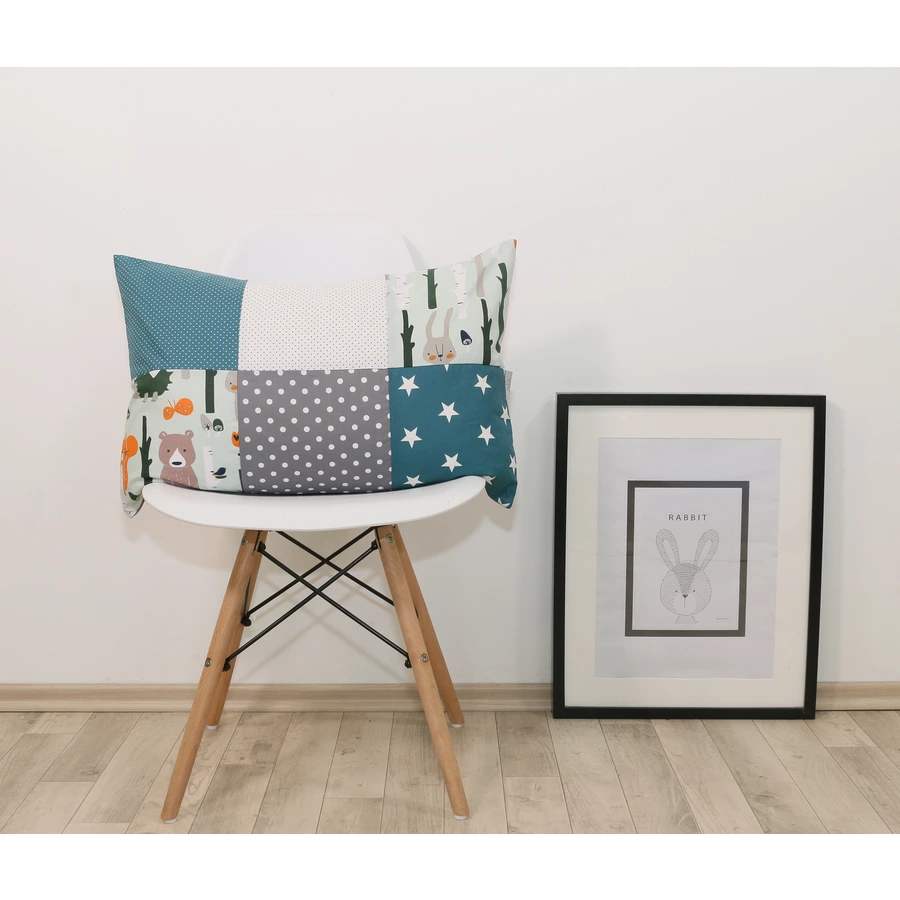 Ullenboom Patchwork Kissenbezug 40 x 60 cm Waldtiere Petrol