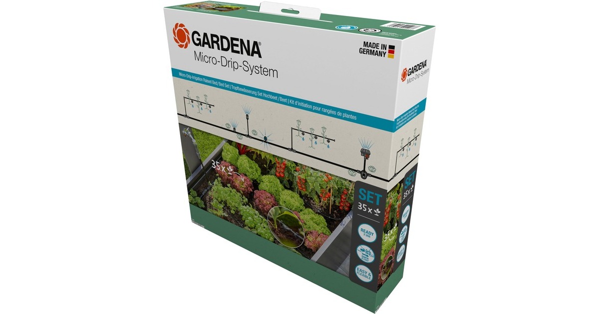 GARDENAStartset voor verhoogde bloembedden en moestuinen (35 planten) druppelaar  (Zwart/grijs)