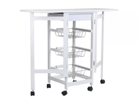 Chariot de cuisine en bois blanc 37/91x37x79h