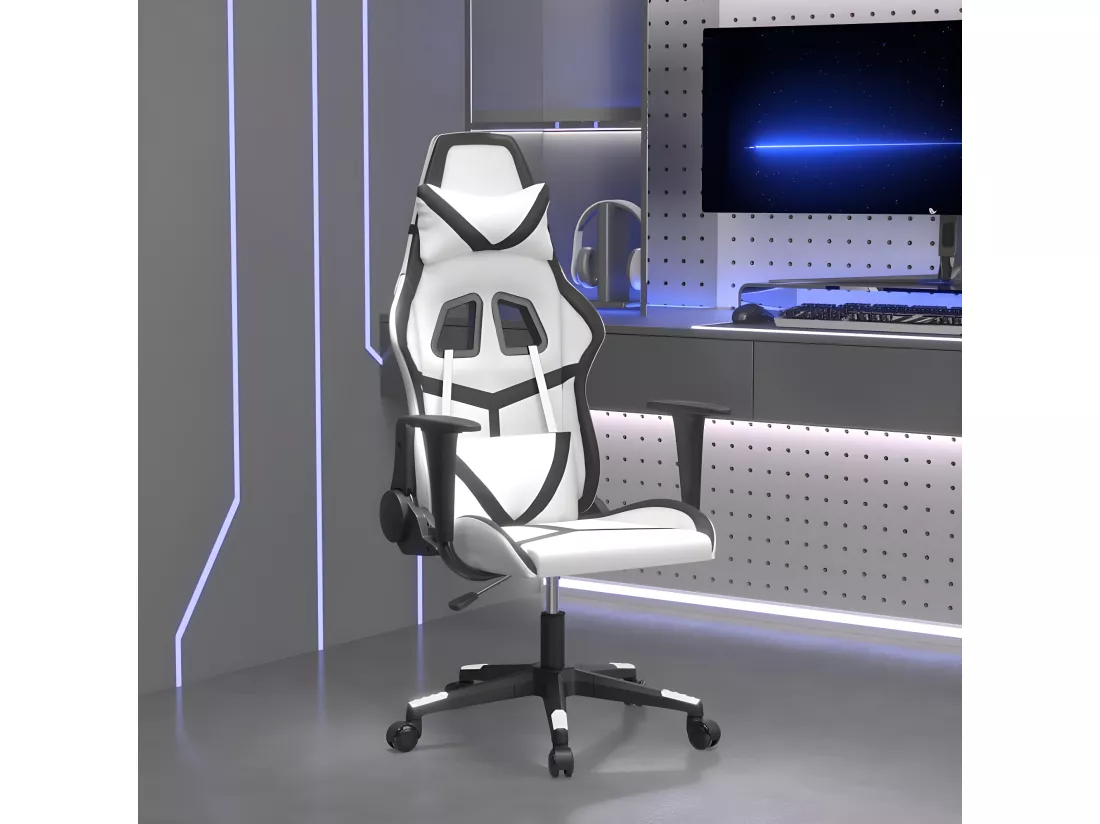 Chaise de jeu de massage Blanc et noir Similicuir