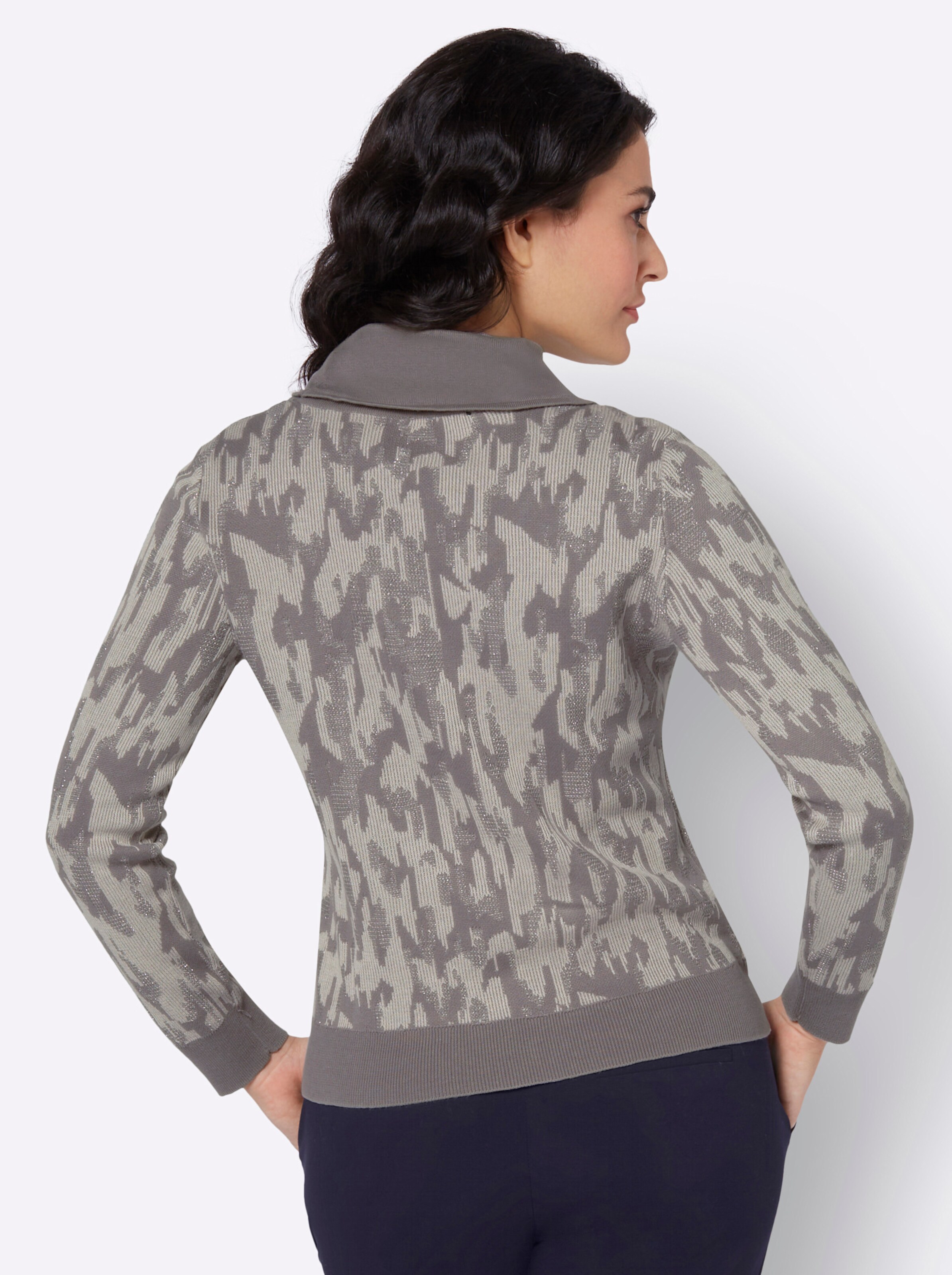 Pullover in hellgrau-grau-gemustert