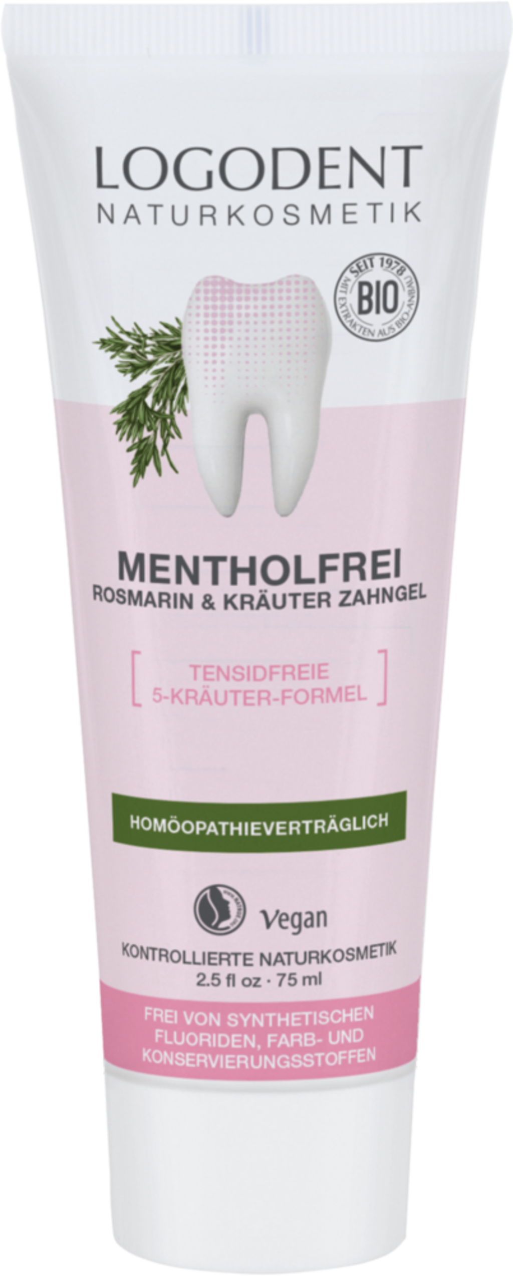 LOGONA  Mentholfrei Rosmarin & Kräuter Zahngel, 75 ml