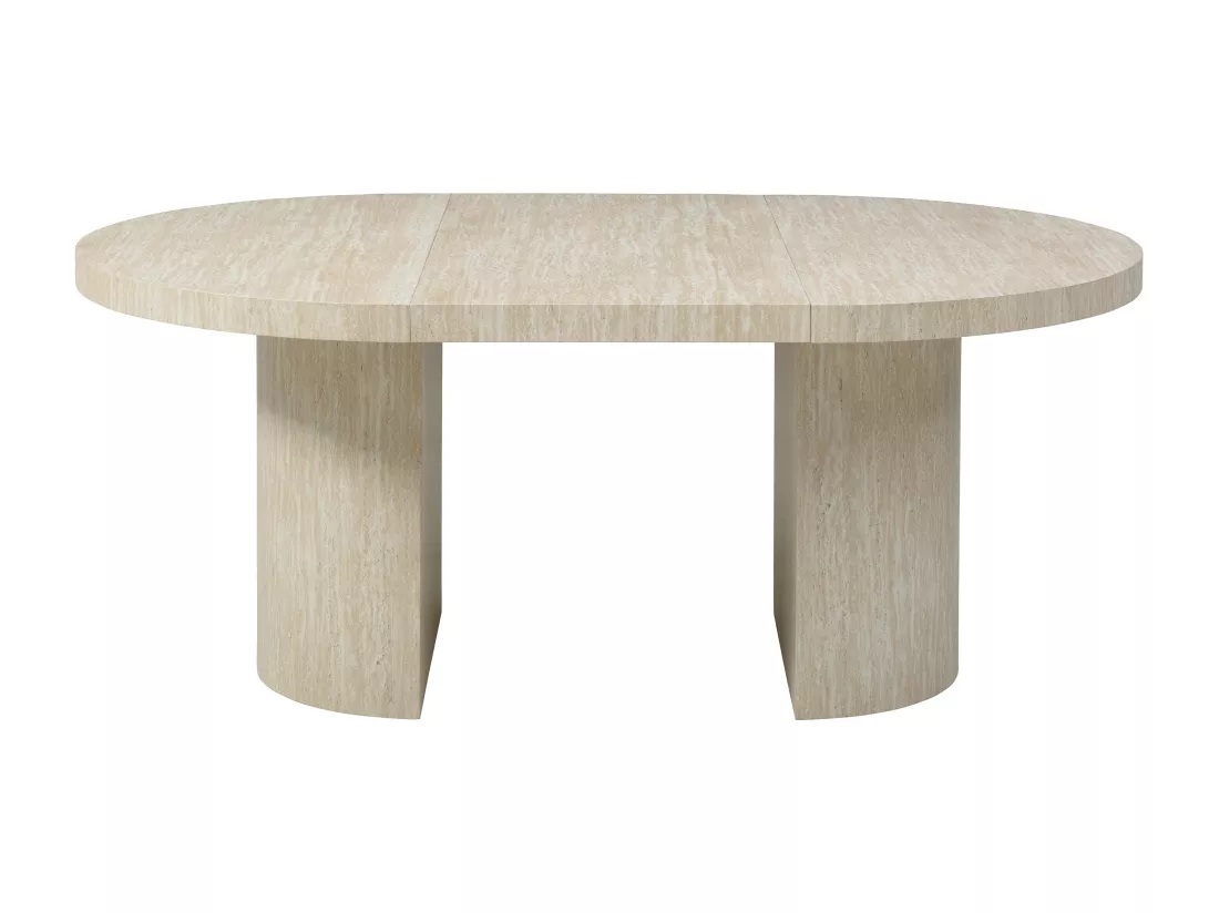 Table à manger extensible 4 à 12 personnes en MDF - Effet travertin beige - SIDRINA