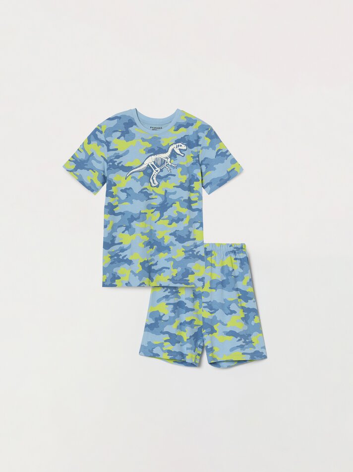Conjunto de pijama estampado - Azul celeste