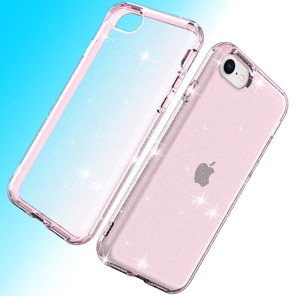iPhone SE (2022/2020) / 8 / 7 / 6S Gummi Case Schutzhülle im Glitzer Design - Rosa / Transparent