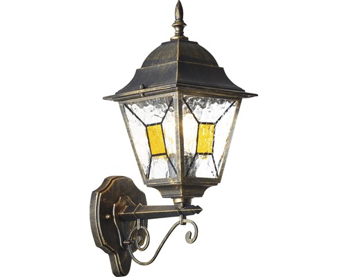 Buitenwandlamp, staand, 1-lichts, zwart/goud