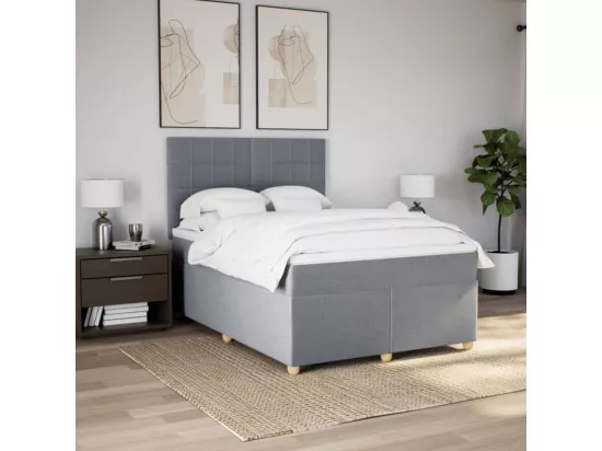 Sommier à lattes de lit avec matelas Gris clair 160x200cm Tissu