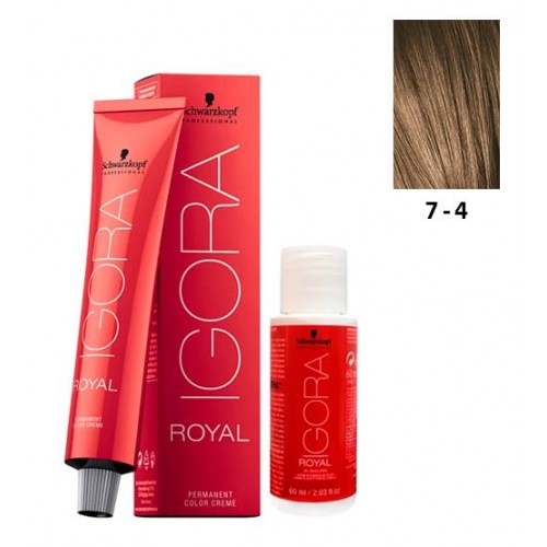 Schwarzkopf Igora Royal 7-4 Louro Médio Beige 60ml   Oxidante 20V