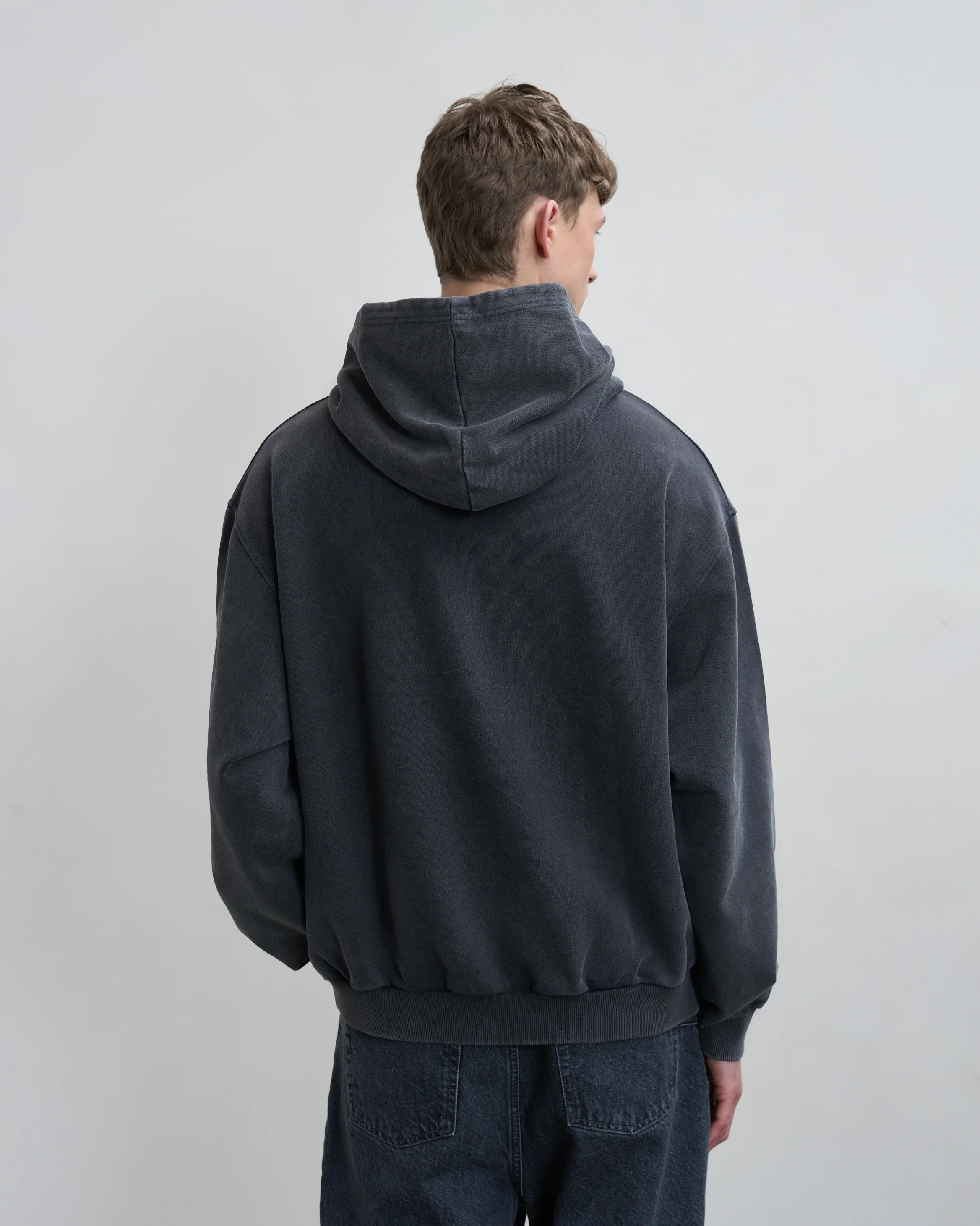 Hoodie Boxy Embroidered Vintage Black
