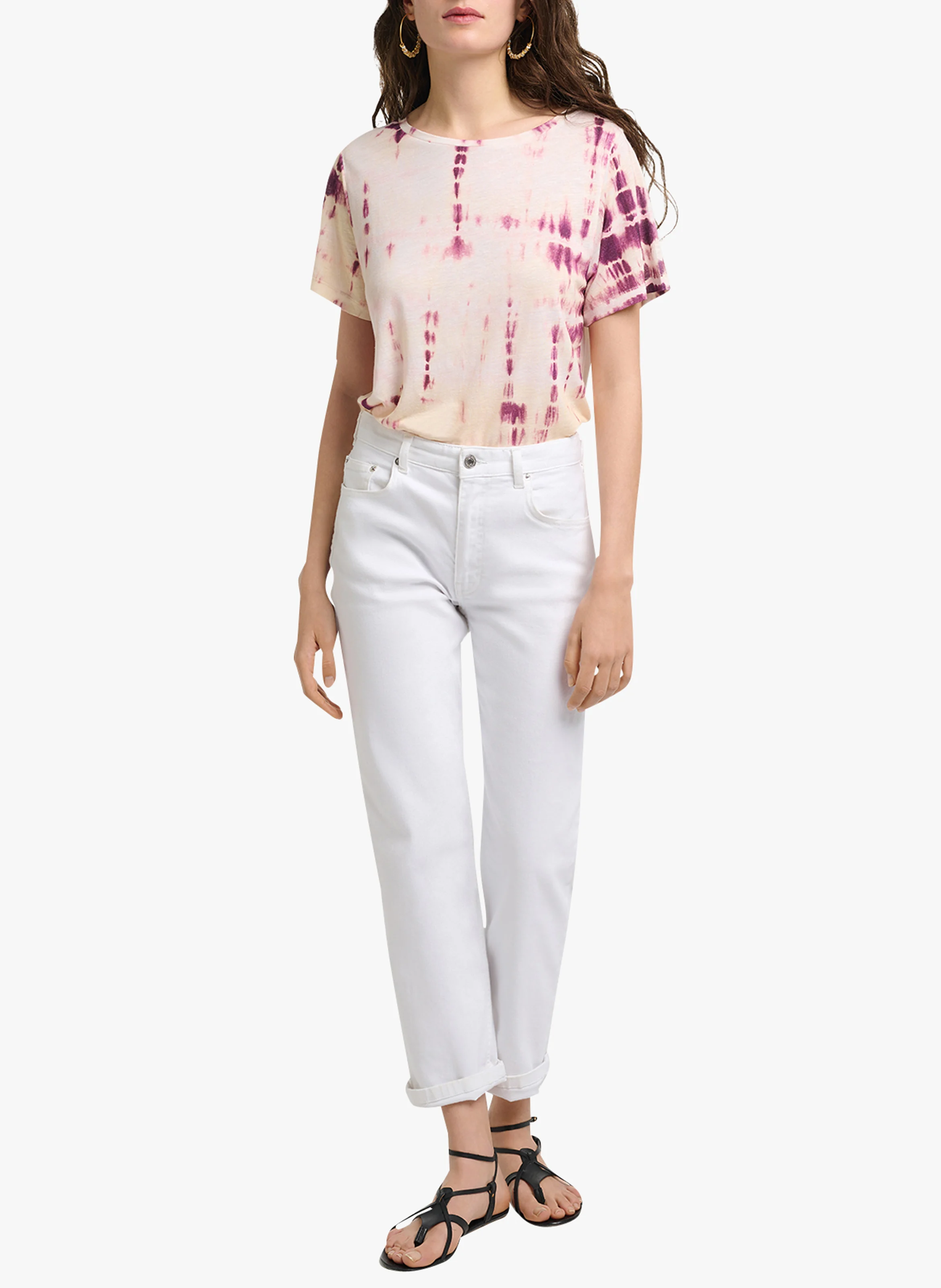 TIMAEL - Pantalon boyfriend en coton | Blanc