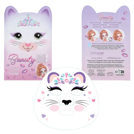 Depesche TOPModel Tuchmaske Tier BEAUTY and ME, 1 Stück, 3-Fach sortiert