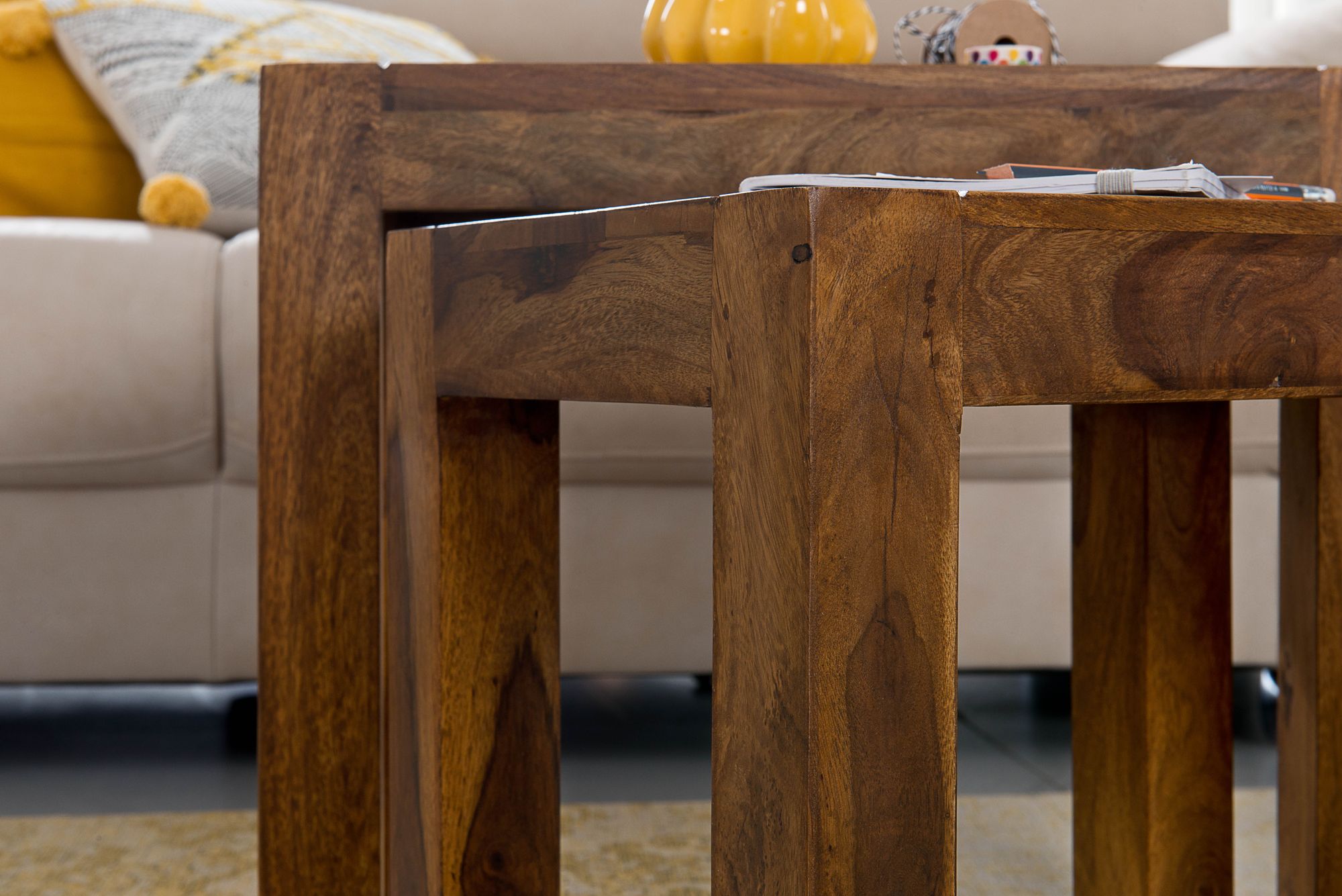 KADIMA DESIGN Holz Satztisch Set 
