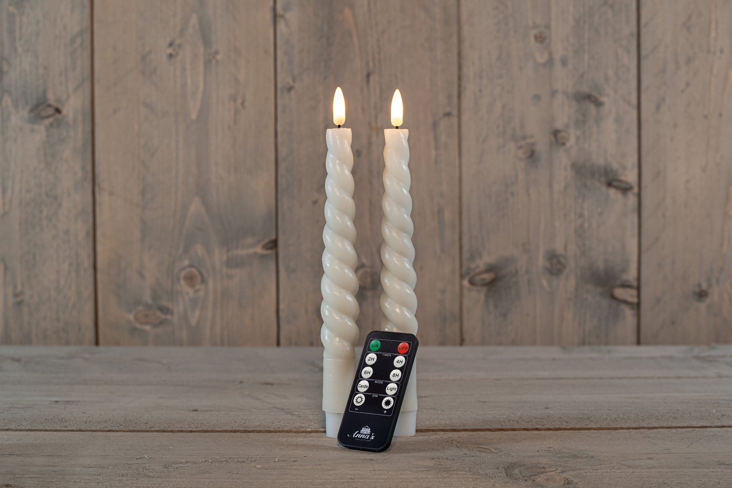 Anna's Collection LED dinerkaars Swirl crème D 2,5 H 23 cm 2 stuks