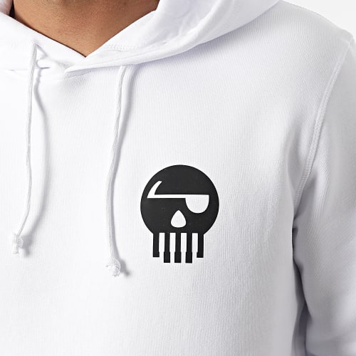 Sweat Capuche Logo Chest And Back Blanc Noir