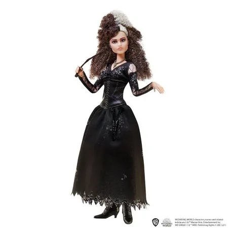 Mattel Harry Potter Bellatrix Lestrange Puppe (ca. 25 cm) mit Zauberstab, Geschenk für Kinder ab 6 Jahren