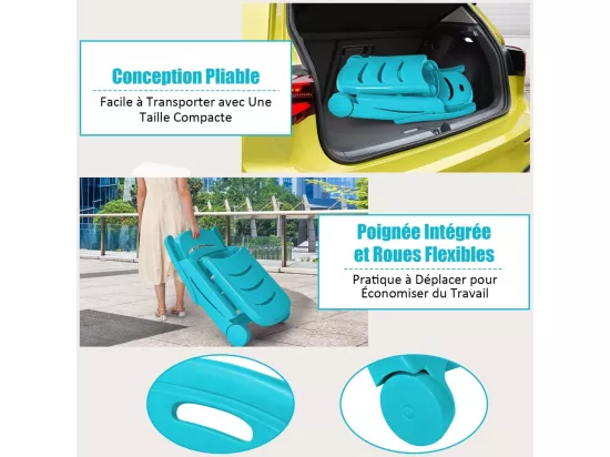 Bain de Soleil, Chaise Longue Jardin Exterieur Pliable Dossier Inclinable à 5 Positions avec Roues, Transat Jardin pour Terrasse, Jardin, Piscine, Charge 150 kg (Turquoise)