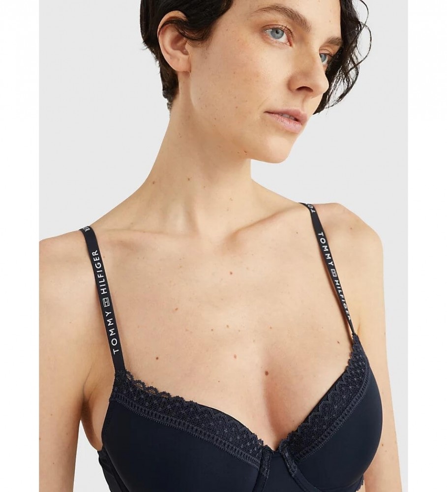 Sutiã Tommy Hilfiger azul marinho com renda tonal