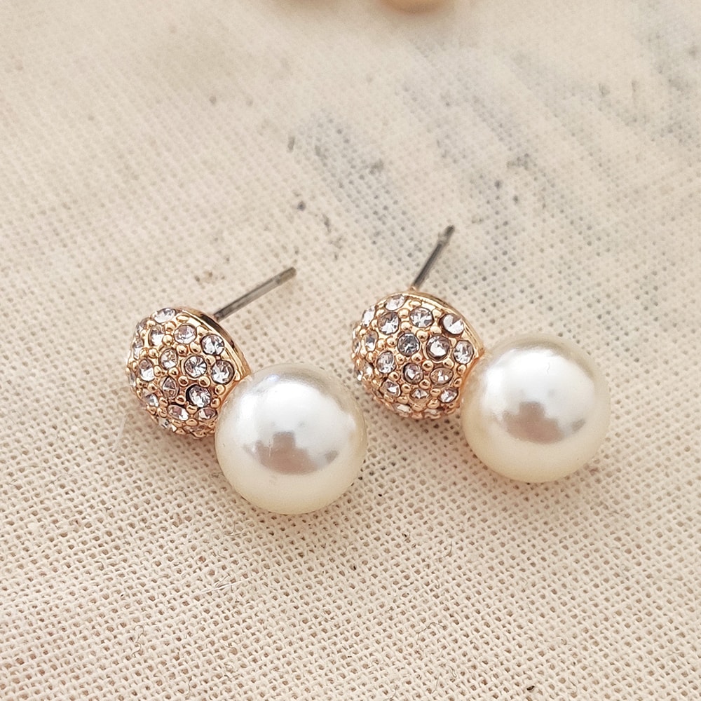 Boucles d'oreilles - Laiton plaqué or & zircons