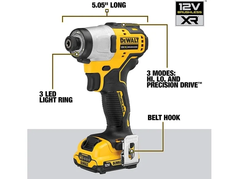 DeWALT DCF801D2-QW, Slagnøgle, Pistolhåndtag, 163 Nm, 435 mm, 350 mm, 120 mm