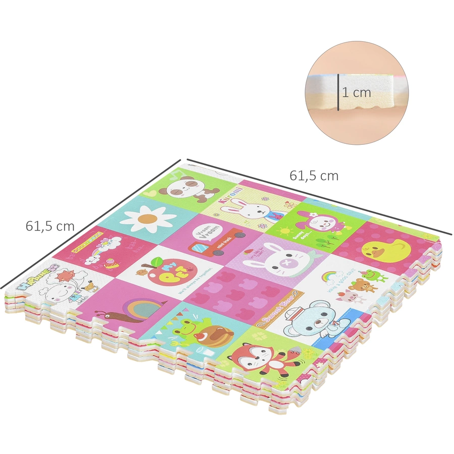 HOMCOM Puzzlematte 16-teilig mehrfarbig
