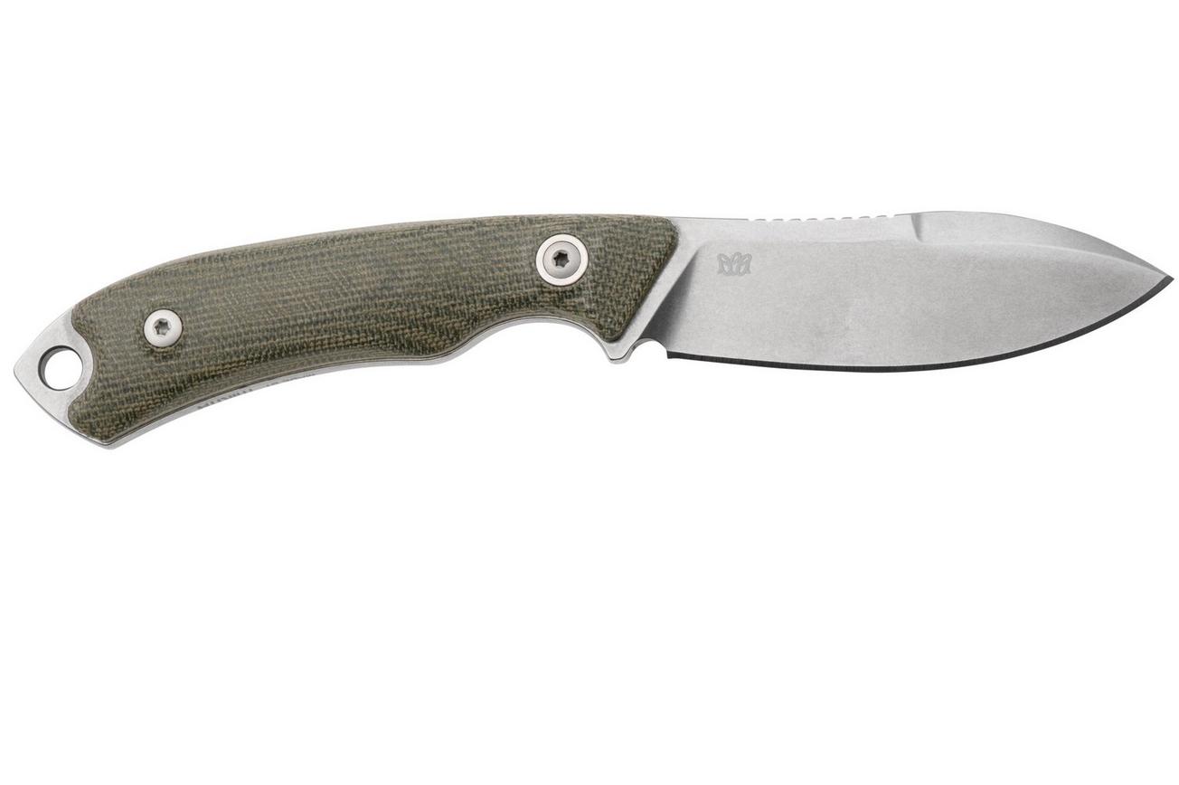MKM Pocket Tango 1 Nessmuk PT1-GC Green Canvas Micarta vaststaand mes, David C. Andersen design