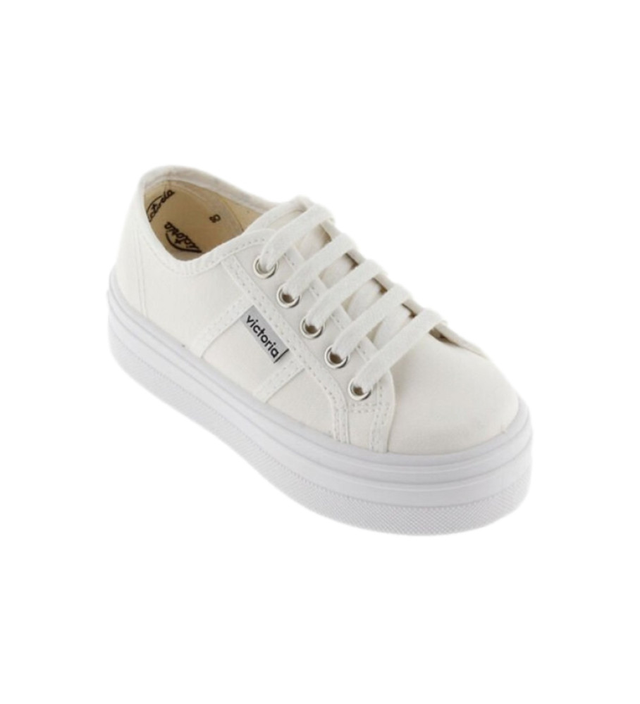 Victoria Plataforma de lona blanco -Altura plataforma: 4,5cm-