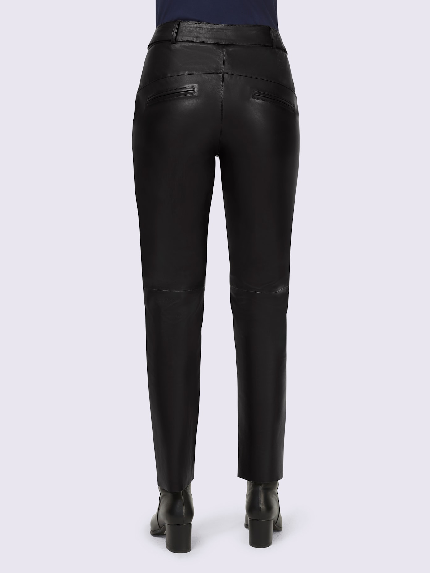Pantalon en cuir avec ceinture à boucle décorative