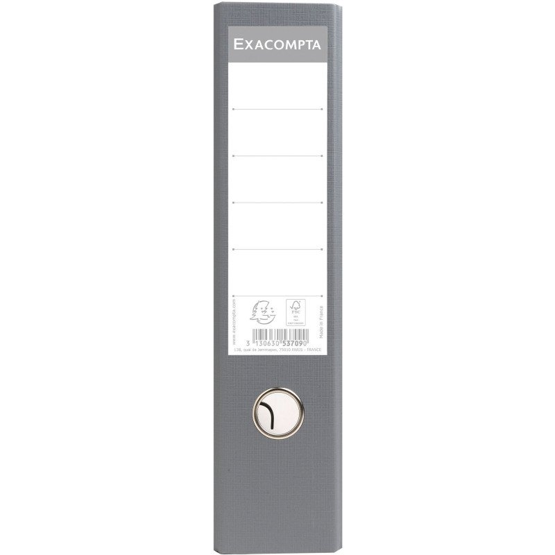 Classeur à levier cartonné Exacompta A4 - Dos 8 cm gris