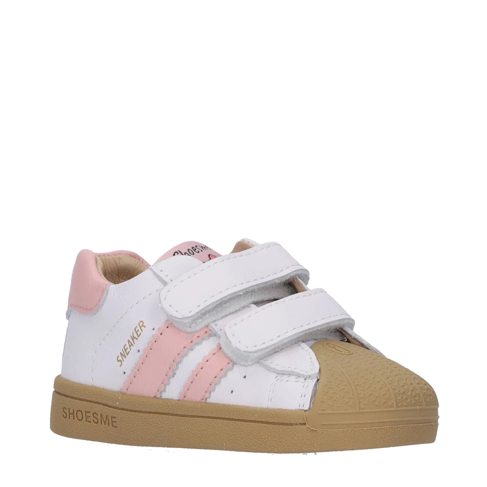 Shoesme leren sneakers wit/roze