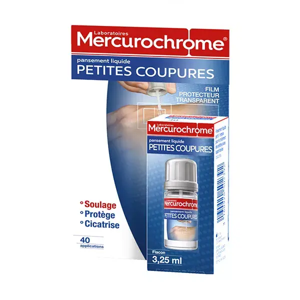 Curativo líquido de mercurocromo para pequenos cortes 3,25ml