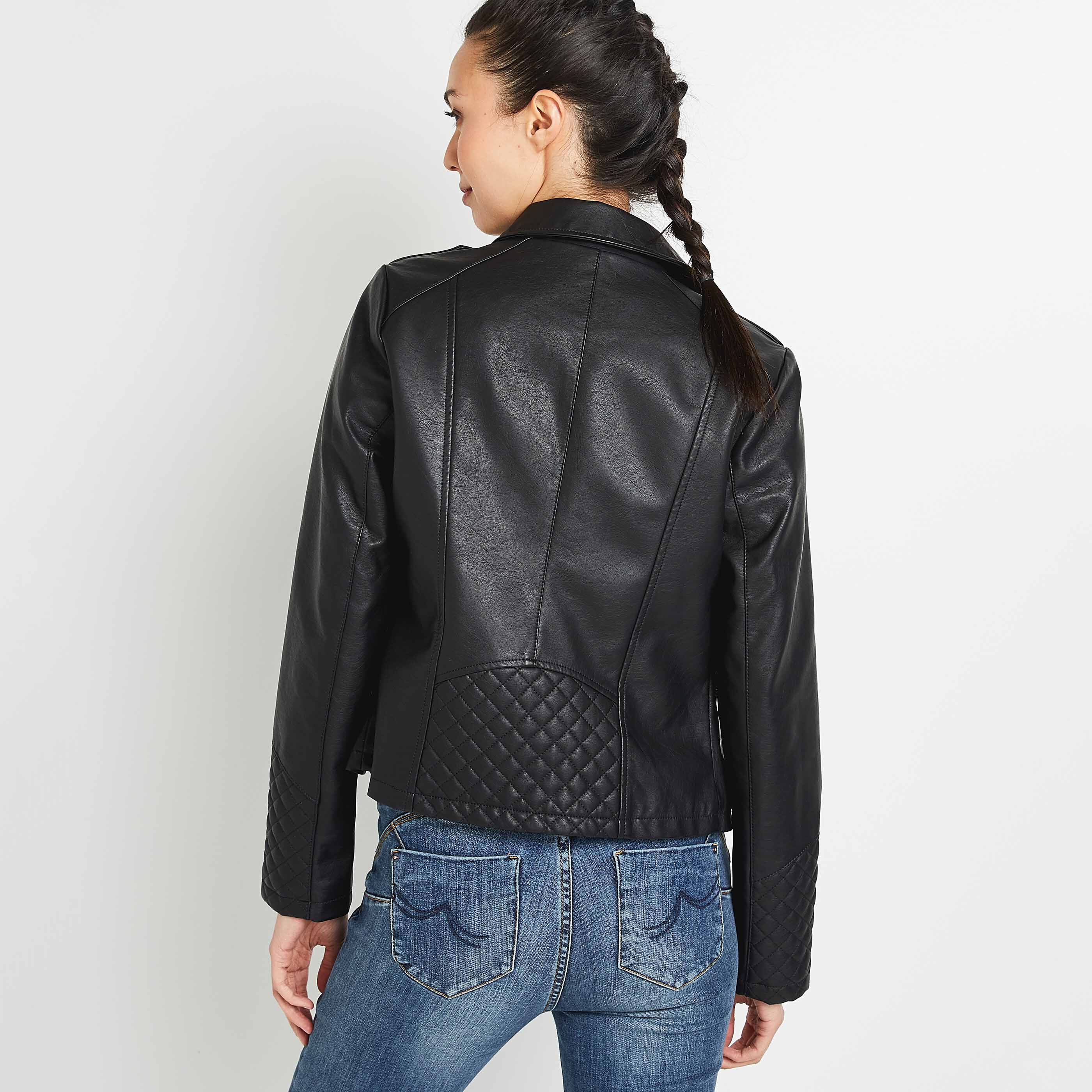 Blouson simili noir femme - NOIR