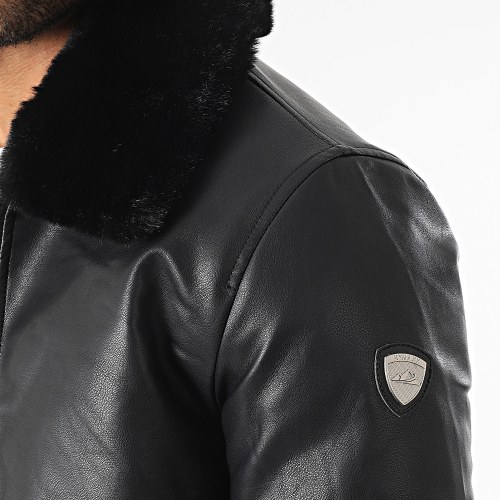 Veste Bomber Col Fourrure Noir