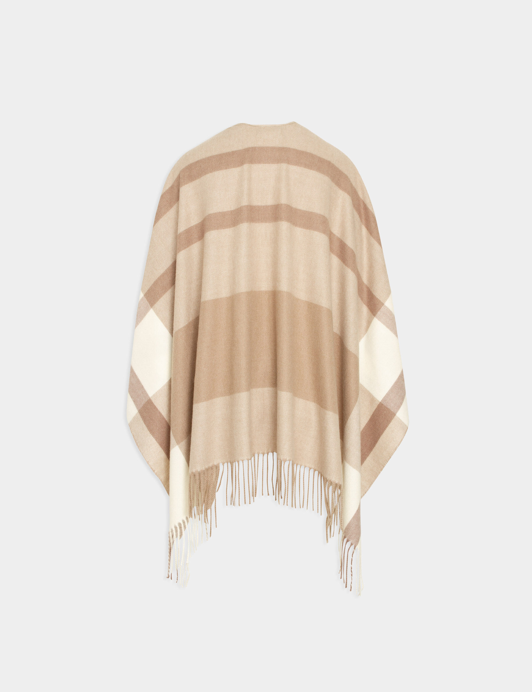 Poncho à rayures beige femme - beige