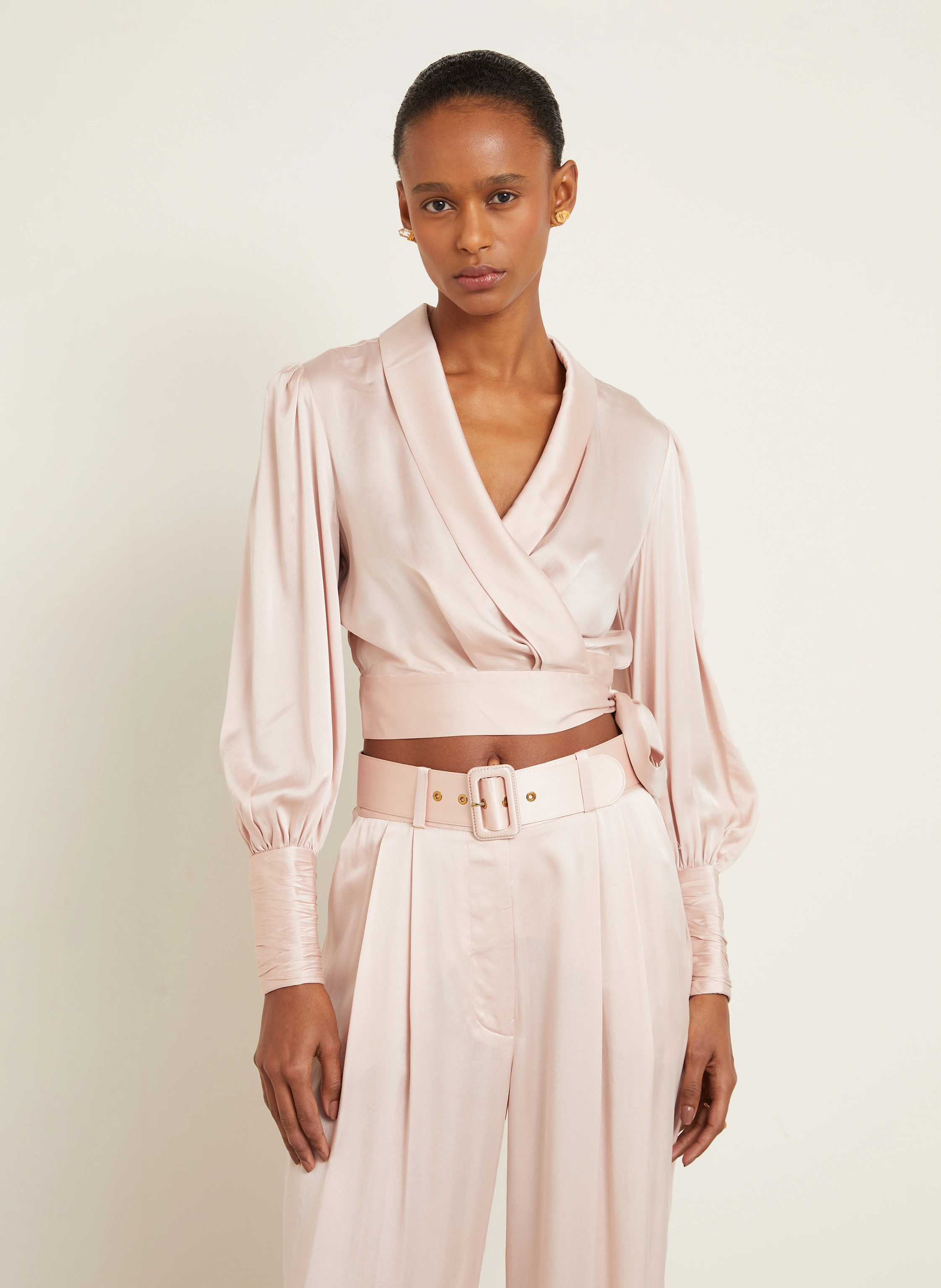ZIMMERMANN Cropped-Wickelbluse aus Seide