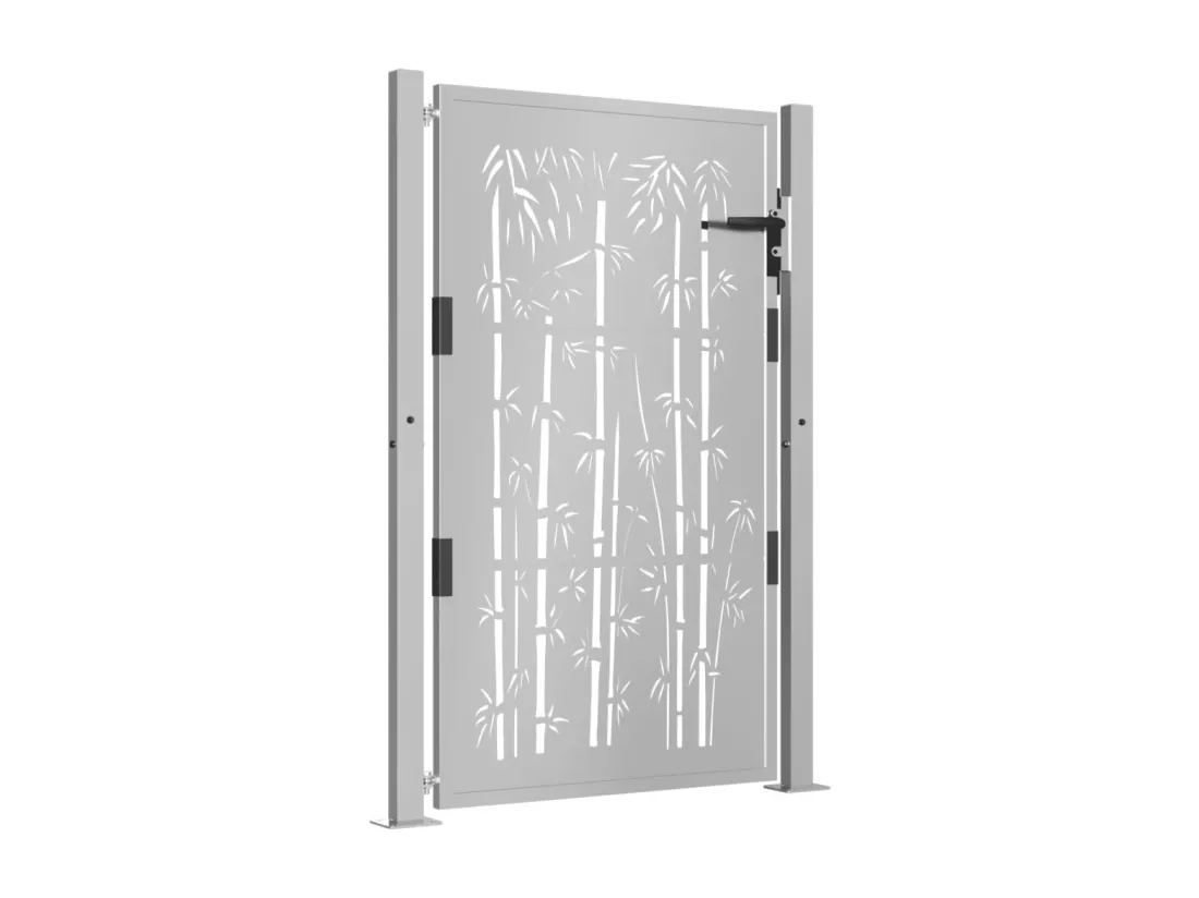 Portail de jardin 105x130 cm acier corten design de bambou