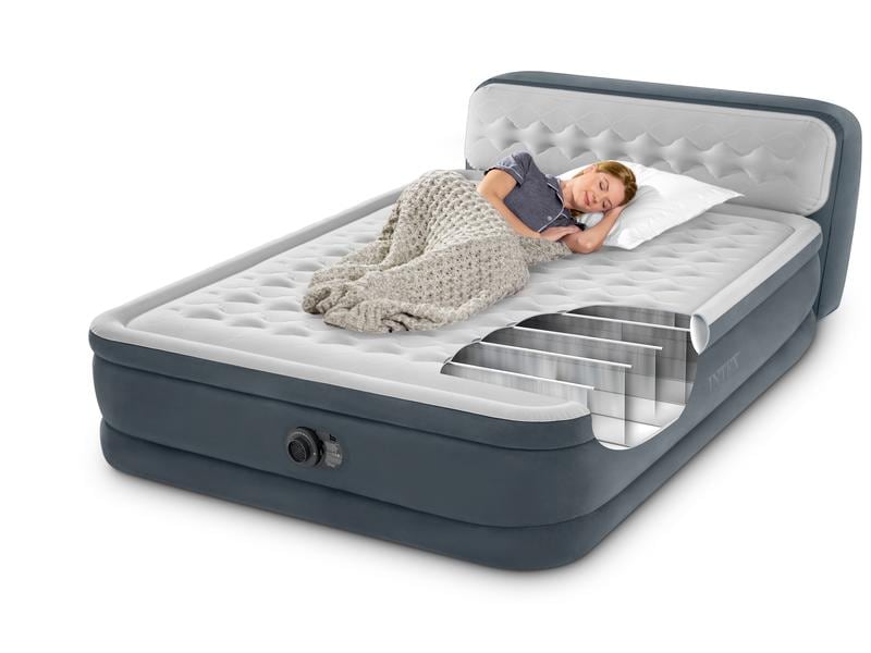 Intex Luftbett Dura Beam mit Headboard Queen 152 x 236 x 46 Luftbett mit integrierter Pumpe