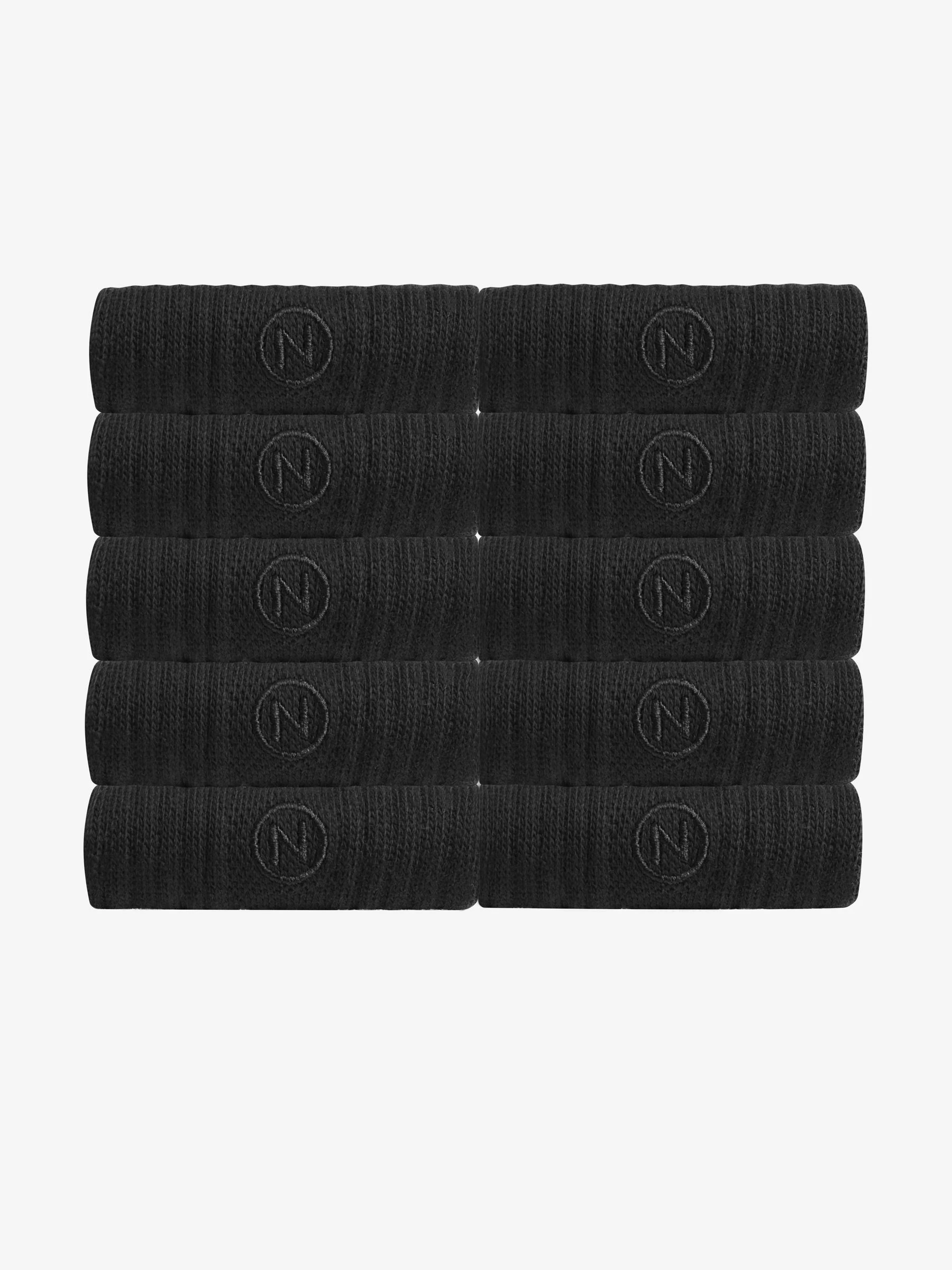 Zwart - Set van 10 paar sportsokken met verzachte zool