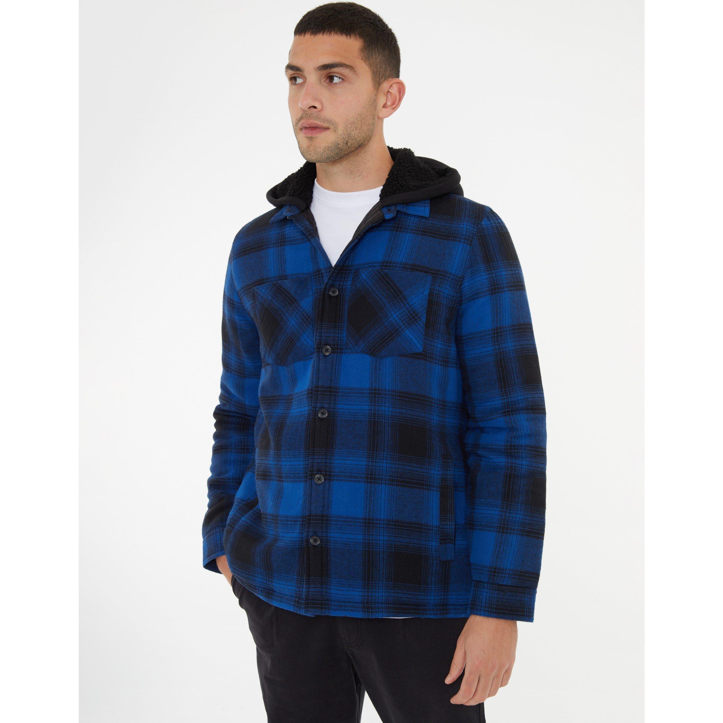 Threadbare TB Hooded Checked Shacket Mens