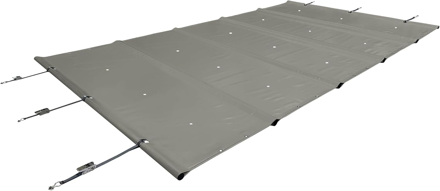 ANKO PLANEN Poolabdeckung Rollschutz für maximale Sicherheit - 680 g/m² PVC LKW Plane - Ganzjahresabdeckung für Sommer & Winter - ohne Stangen (3,5m x 5,5m, Grau RAL7037)