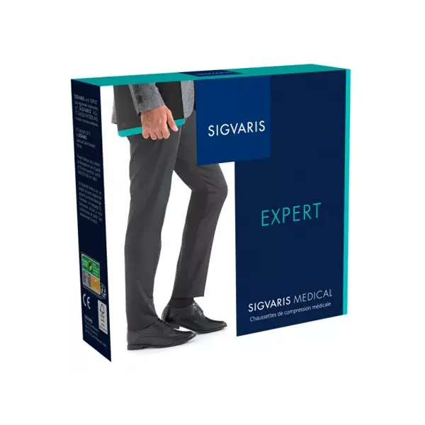 Meias autossustentáveis Sigvaris Expert para homem, classe 3, tamanho XXL, pretas.