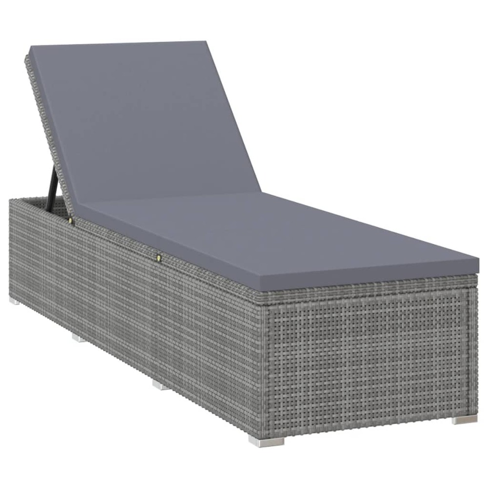 Chaises longues transat de jardin table à thé 3 pièces résine tressée gris