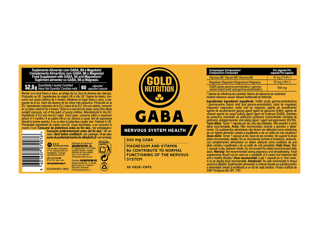 SUPLEMENTO GOLDNUTRITION GABA 60 CAPS