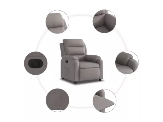 Fauteuil inclinable électrique Taupe Tissu