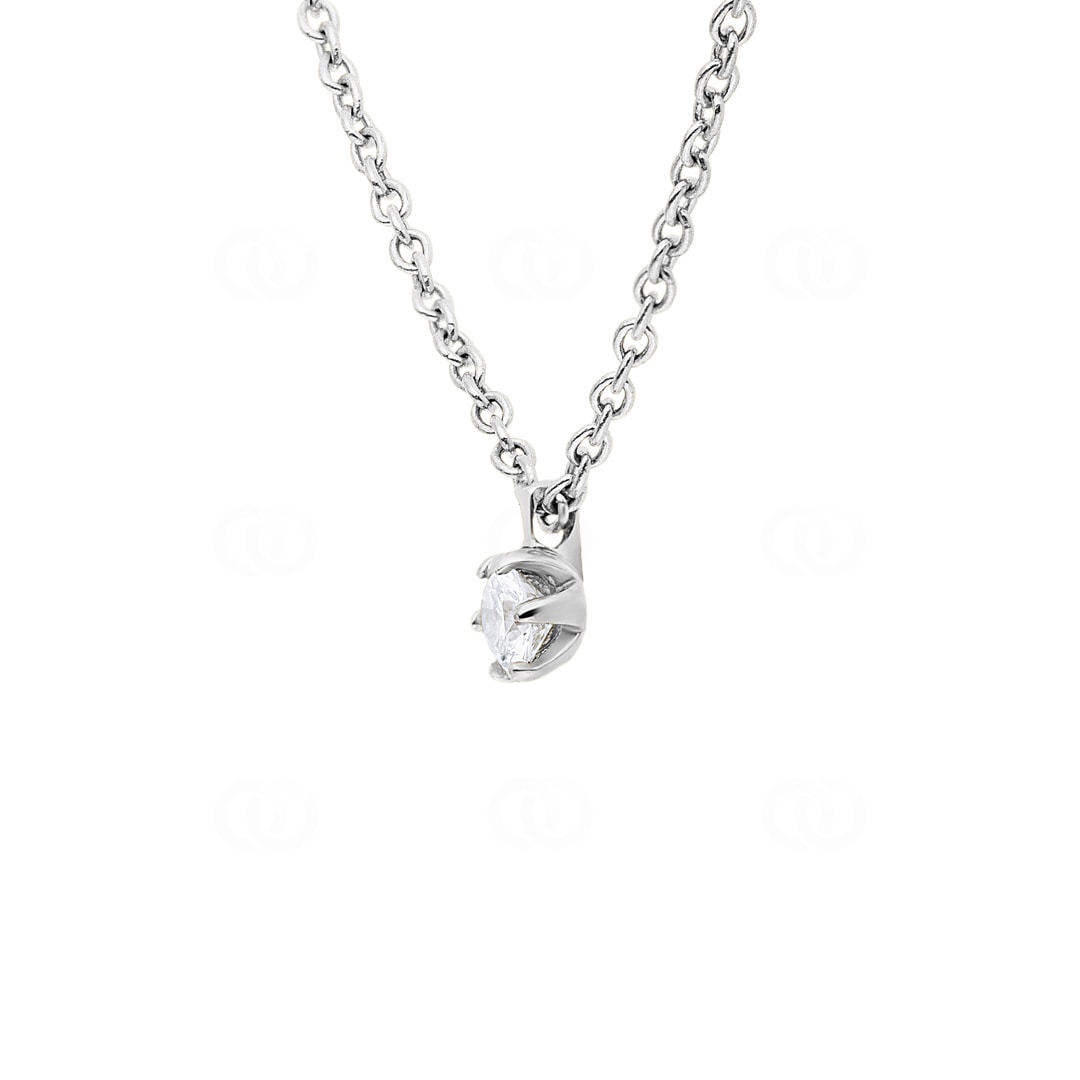 Collier mit Anhänger 750/18 K Weissgold mit Diamant 0.10 ct H/si in 6-Griff