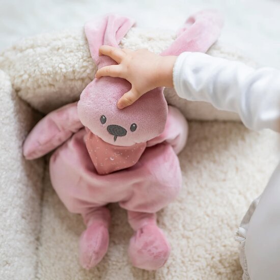Lapidou peluche lapin + bandana - Glow in the dark    Vieux rose        de               Nattou