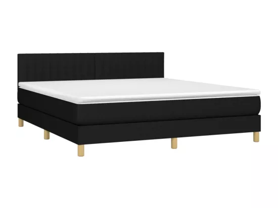 Sommier tapissier avec matelas et LED Noir 160x200 cm Tissu