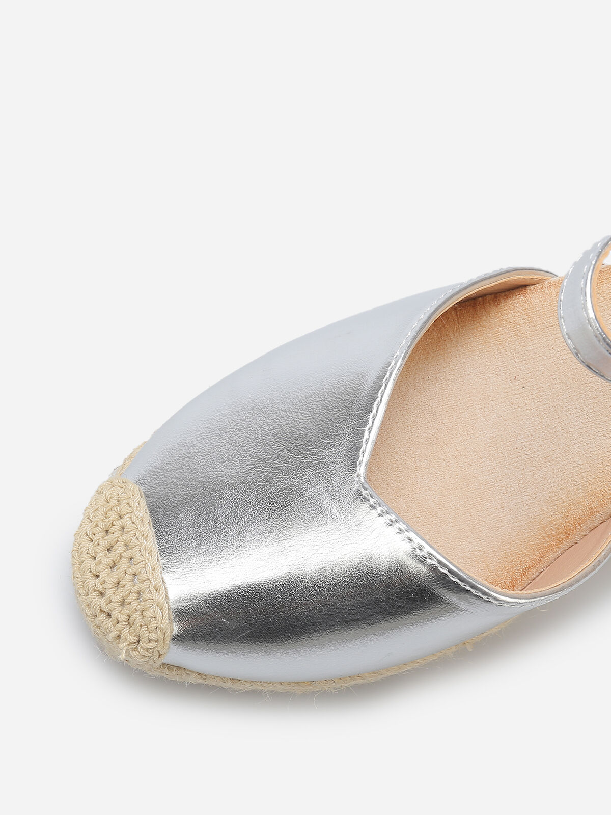 Espadrilles compensées en simili- Argenté