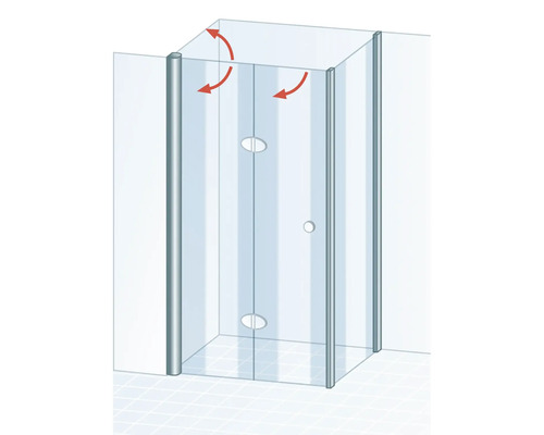 Douchedeur met zijwand en draai-vouwdeur SCHULTE Garant 2.0 ExpressPlus 90 x 90 cm, aluminium profiel, helder glas, vuilafstotende glascoating, deur linksdraaiend, zijwand rechtsdraaiend, buffergreep