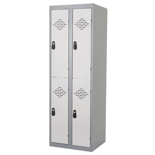 Vestiaires Multicases monoblocs 2 colonnes 2 cases gris / gris largeur 300 mm